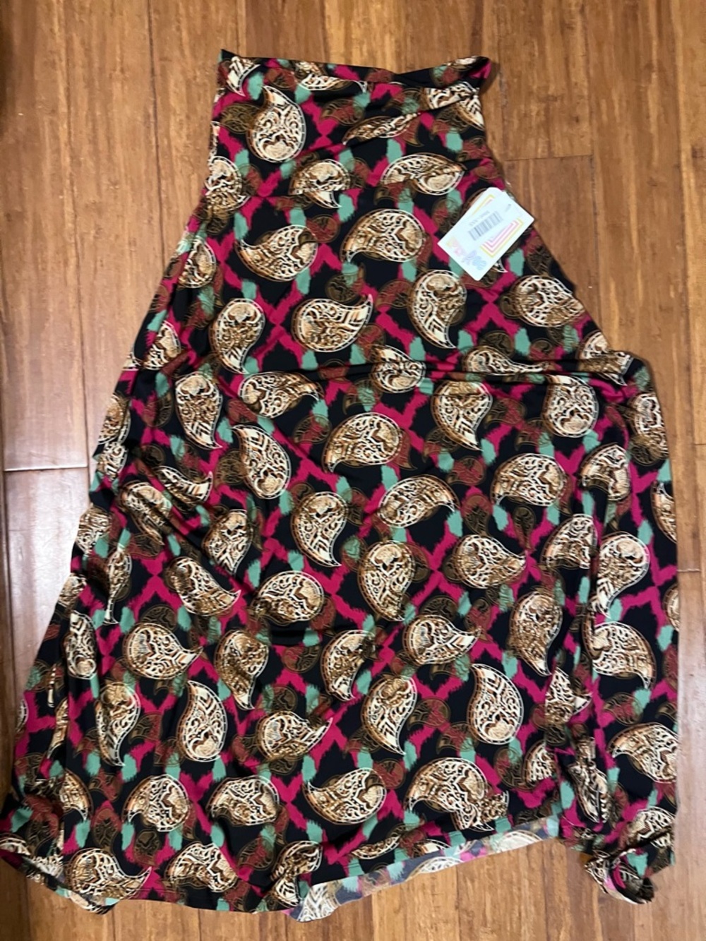 LuLaRoe Black, Pink & Teal Paisley Maxi Skirt